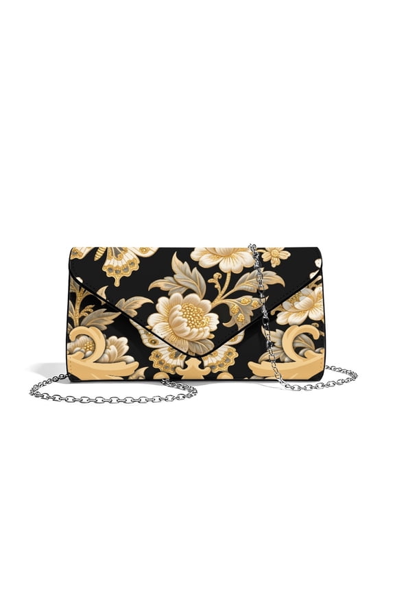 FOR U DESIGNS Butterfly Peony Gold Clutch Purses for Women Waterproof Crossbody Shoulder Bags Faux Leather Shoulder Bag Formal Party Clutches