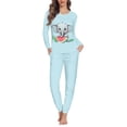 thumbnail image 1 of FOR U DESIGNS Cartoon Elephant Pjs Sets for Women Long Sleeve and Pants Set of 2 Size L Sleepwear Long Crewneck Tops Nightwear Conmfortable Loungewear for Women, 1 of 6