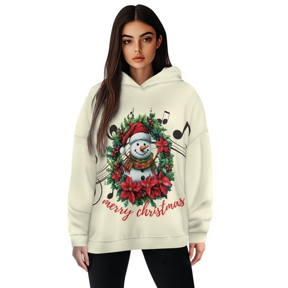 FOR U DESIGNS Christmas Snowman Womens Oversized Hoodies Sweatshirts Hooded Pullover Size XL Long Sleeve Activewear Tops for Women Loose Fit Hoodie Tops Winter