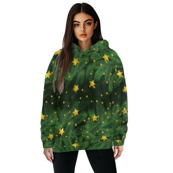 FOR U DESIGNS Christmas Star Hoodie Loose Fit Dog Paw Pullover Sweatshirt for Women Size XL Lightweight Oversized Long Sleeve Hoodies with Hood for Women Pullover Hooded