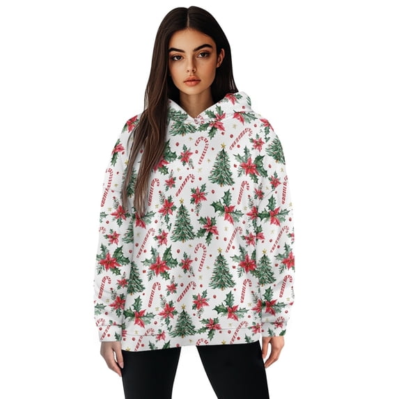 FOR U DESIGNS Christmas Tree Hoodies Sweatshirts Oversized Hooded Pullover for Women Size S Lightweight Sweatshirt with Hood for Women Pullover Hoodie Tunic for Women