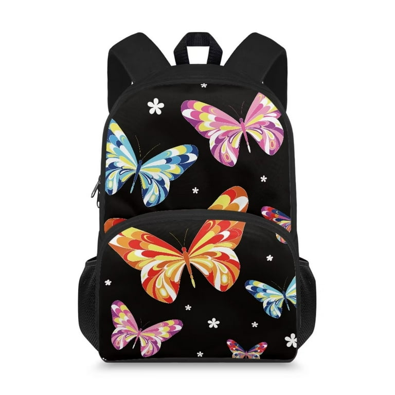 FOR U DESIGNS Colorful Butterfly Backpack for School Middle High Boys Girls Schoolbag Comfy Shoulder School Bookbag with External Pocket Casual Work Campus Dailypacks Walmart