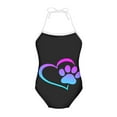 thumbnail image 1 of FOR U DESIGNS Colorful Dog Paw Heart Halter Swimsuit Bikini for Kids Teens Breathable Summer Beach Swimwear Adjustable Neck Strap Bathing Suit Size 9-10, 1 of 6
