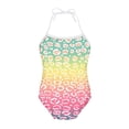 thumbnail image 1 of FOR U DESIGNS Colorful Leopard Print Girls Swimwear Size 5-6T Novelty One Piece Bathing Suit Fashion Halter Neck Swimsuit Summer Beachwear, 1 of 6