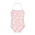 thumbnail image 1 of FOR U DESIGNS Comfy Daisy Halter Swimsuit for Teens Kids Lightweight Off Shoulder Swimwear Breathable Quick Dry Beach Bathing Suit Size 7-8, Pink, 1 of 6