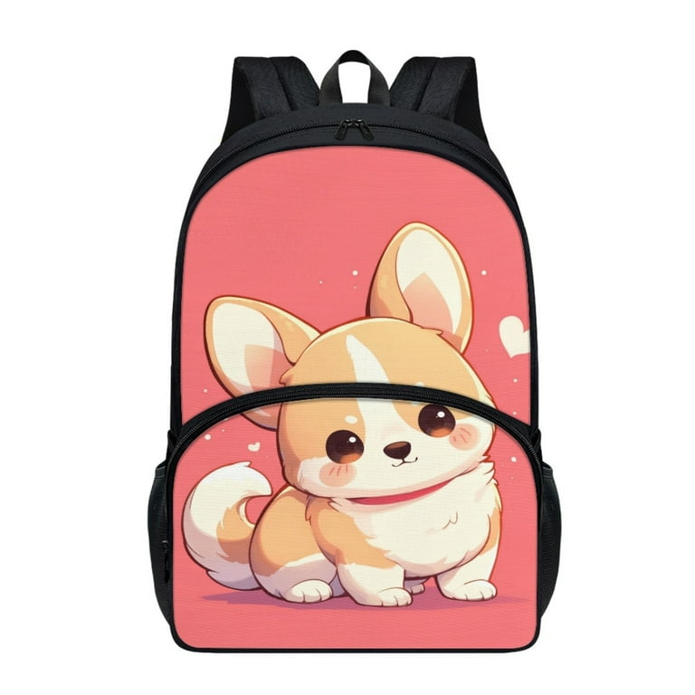 FOR U DESIGNS Corgi Dog Girls Backpacks for Elementary School Cute Bookbag for Kids Teens Middle School Bags Large Capacity Kids Bookbags for Hiking