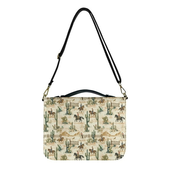 FOR U DESIGNS Cowboy Cactus Bible Cases for Girls Kids Stylish Bible Case with Handle Size 2XL PU Leather Bible Bag Fully expandable Bible Case with Bookmark for Bible Study Religious