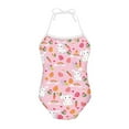 thumbnail image 1 of FOR U DESIGNS Cute Girls Swimsuit One Piece Pink Sleeveless Swimwear for 9-10 Years Old Girls Easter Egg Rabbit Off Shoulder Summer Beach Wear, 1 of 6