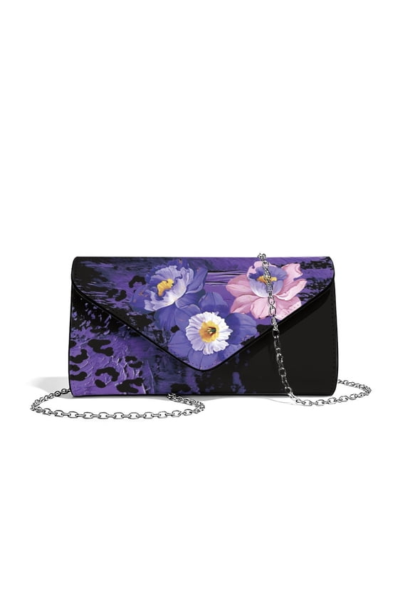 FOR U DESIGNS Daffodil Leopard Clutch Purses for Women Personalized Ladies Party Handbag PU Leather Crossbody Shoulder Bag with Detachable Chain