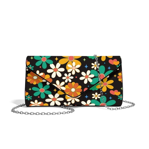 FOR U DESIGNS Daisy Clutch Purses for Women PU Leather Wedding Purses Lightweight Crossbody Shoulder Bags with Detachable Chain