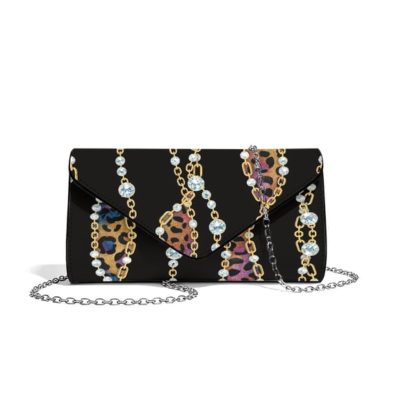 FOR U DESIGNS Diamond Leopard Clutch Purses for Women Waterproof Wedding Purses PU Leather Shoulder Bag for Wedding Cocktail Prom Party