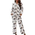 thumbnail image 1 of FOR U DESIGNS Dog Paw Dachshund Pajama Sets for Women 2 Piece Button Up Shirt Womens Nightwear Sets Button Front Sleepwear Size S Long Sleeve Pants and Tops, 1 of 7
