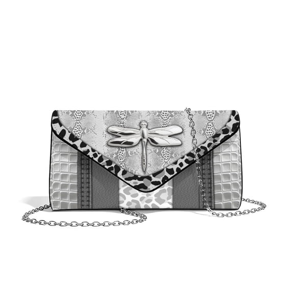 FOR U DESIGNS Dragonfly Leopard Clutch Purses for Women Personalized Wedding Bag PU Leather Shoulder Bag for Formal Wedding Party Cocktail Prom