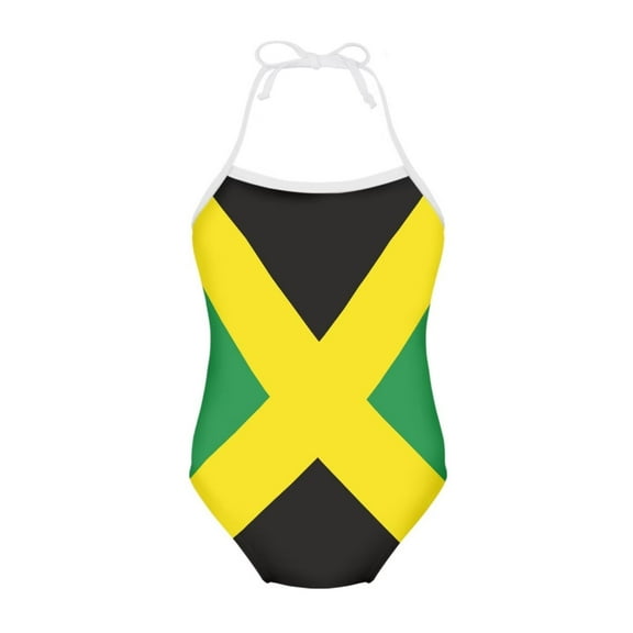 FOR U DESIGNS Fashion Halter Swimsuit Bikini for Girls 1-2 Years Old Comfy Swimwear Beachwear for Beach Surfing Jamaican Flag One Piece Bathing Suit