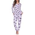 thumbnail image 1 of FOR U DESIGNS Flower Butterfly Long Sleeve Pajama Set for Women with Pockets 2 Pack Size 2XL Pjs Lightweight Lounge Set with Pockets Sleepwear Pants and Tops for Women, 1 of 6