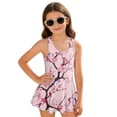 thumbnail image 1 of FOR U DESIGNS Girls One Piece Swimsuit with Skirt Comfortable Summer Swimwear Toddler Girls Swimsuit for 3-13 Years, Cherry Blossom, 1 of 7