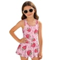 thumbnail image 1 of FOR U DESIGNS Girls One Piece Swimsuit with Skirt Sleeveless Summer Swimwear Skirted Bathing Suit for Kids 3-13 Years, Strawberry Pink, 1 of 7