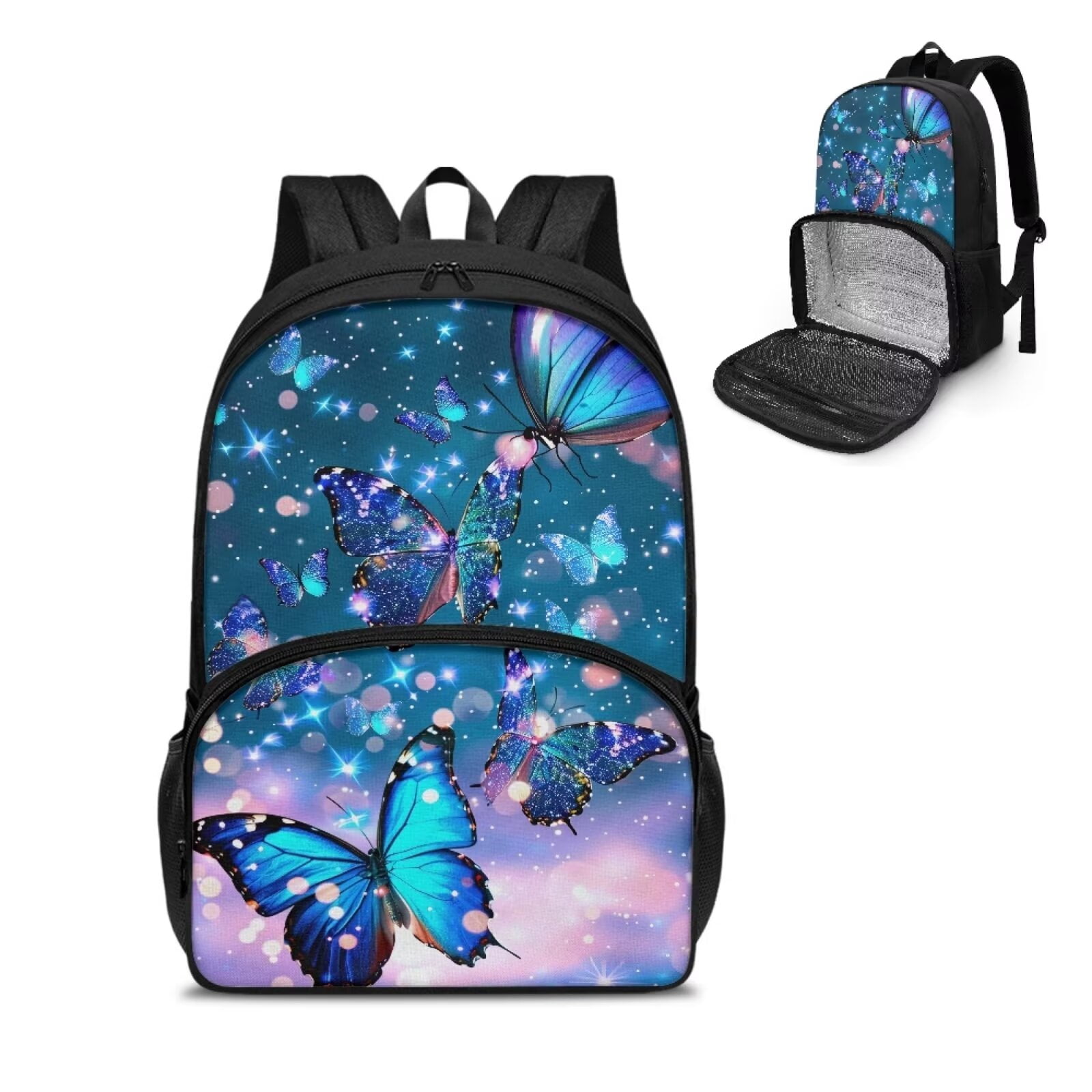 3298 Gold Butterflies Blue Backpack Purse Fashion Shoulder Bag Daypack Amazon.com: ALAZA Butterflies Many Butterflies Mini Backpack  main image 2