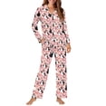 thumbnail image 1 of FOR U DESIGNS Heart Penguin Button Down Nightwear for Women 2 Piece Button Up Pajamas for Women Long Sleeve Sleepwear V-neck and Tops for Women Size XL Nightwear Pjs, 1 of 7