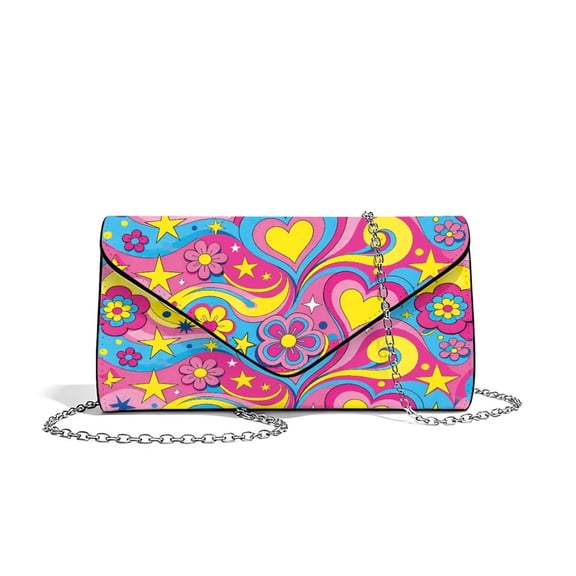 FOR U DESIGNS Hippie Flower Clutch Purses for Women Lightweight Wedding Purses Multifunctional Handbags for Women with Detachable Chain