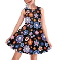 thumbnail image 1 of FOR U DESIGNS Hippie Flowers Sleeveless Sundress Knee Length Skater Dresses for Kids Girl 13-14 Years Old Soft A Line Midi Sundress Lovely Crewneck Swing Dress, 1 of 6