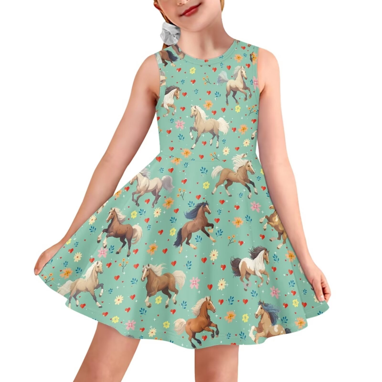 KIDS T-SHIRT DRESS WITH FLARE HEM 4-10 MEET ME IN THE GARDEN