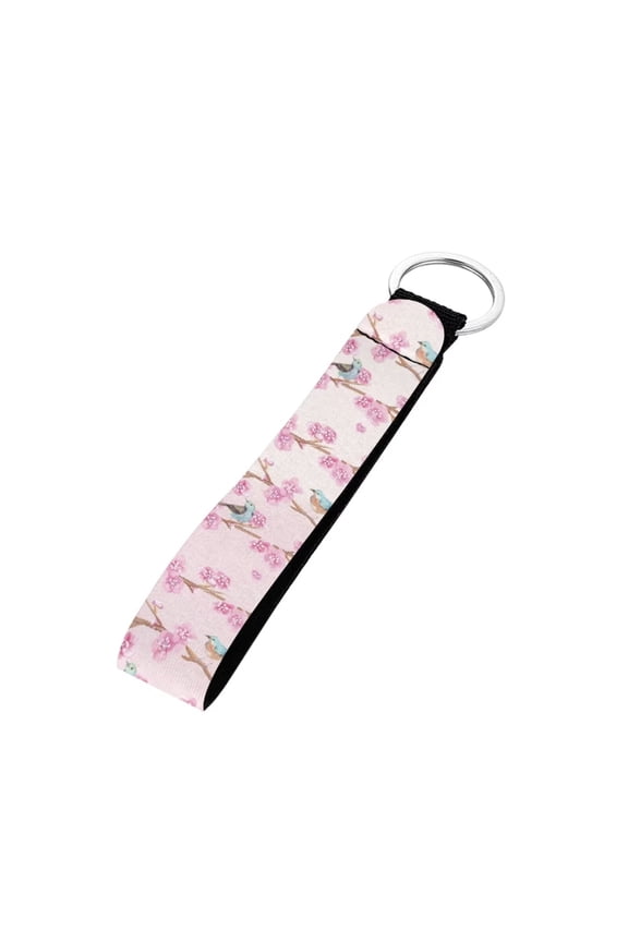 FOR U DESIGNS Hummingbird Wristlet Keychain Pink Floral Hand Wrist Lanyard Key Chain Lightweight Key Chain Holder to Match Chapstick Holder Keychain