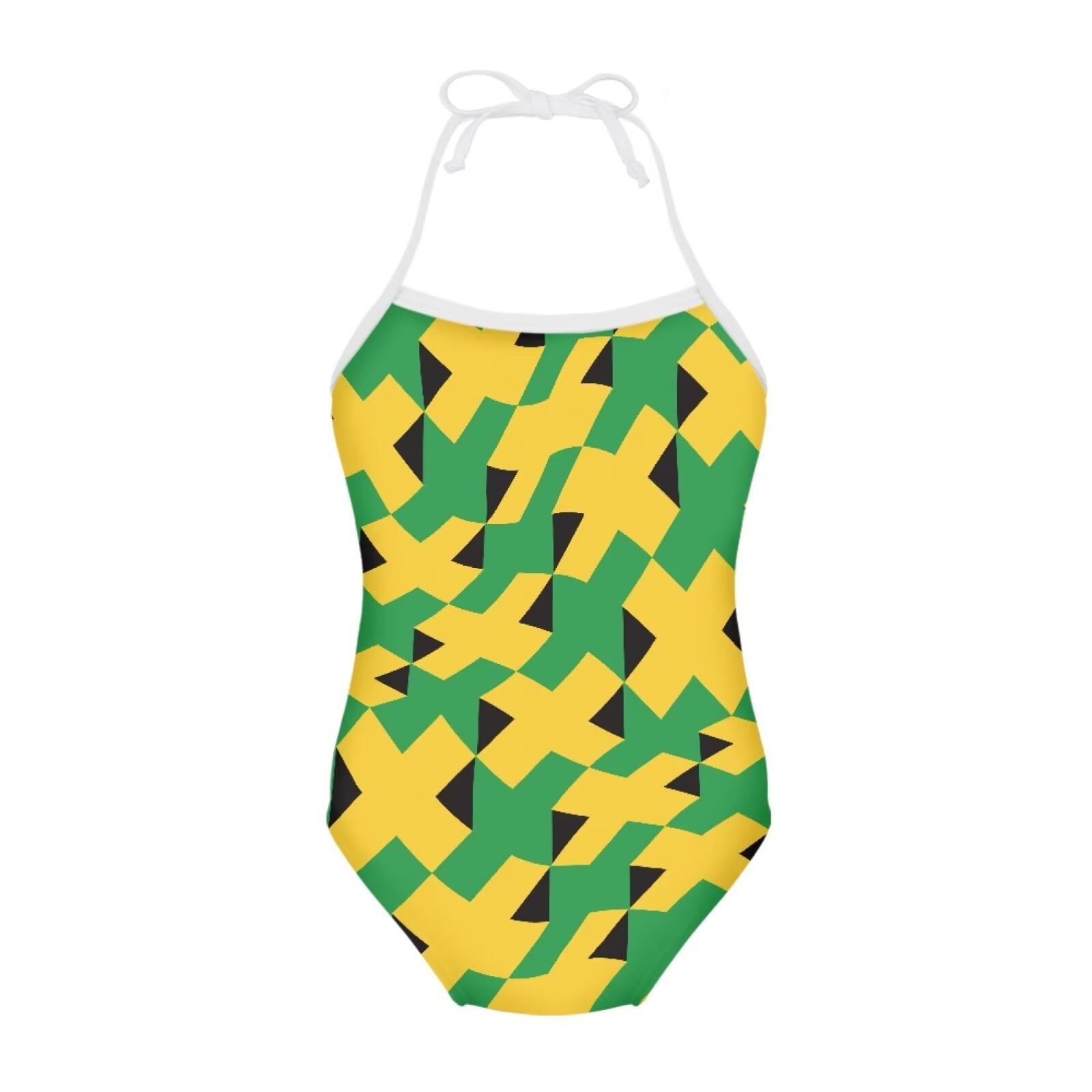 FOR U DESIGNS Jamaican Flag Halter Bathing Suits for Teens Kids 78