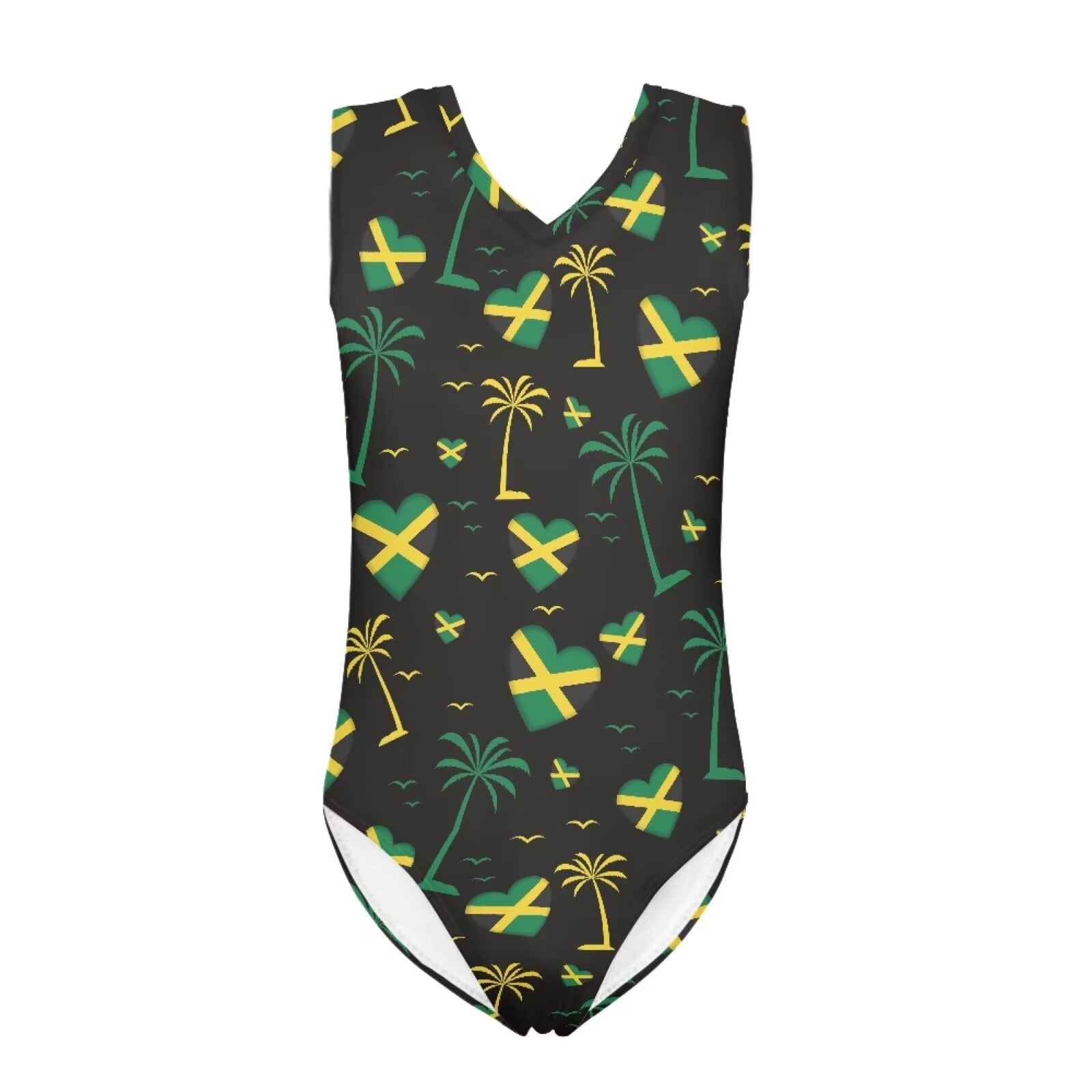 FOR U DESIGNS Jamaican Flag One Piece Swimsuit for Age 1314, Hearts