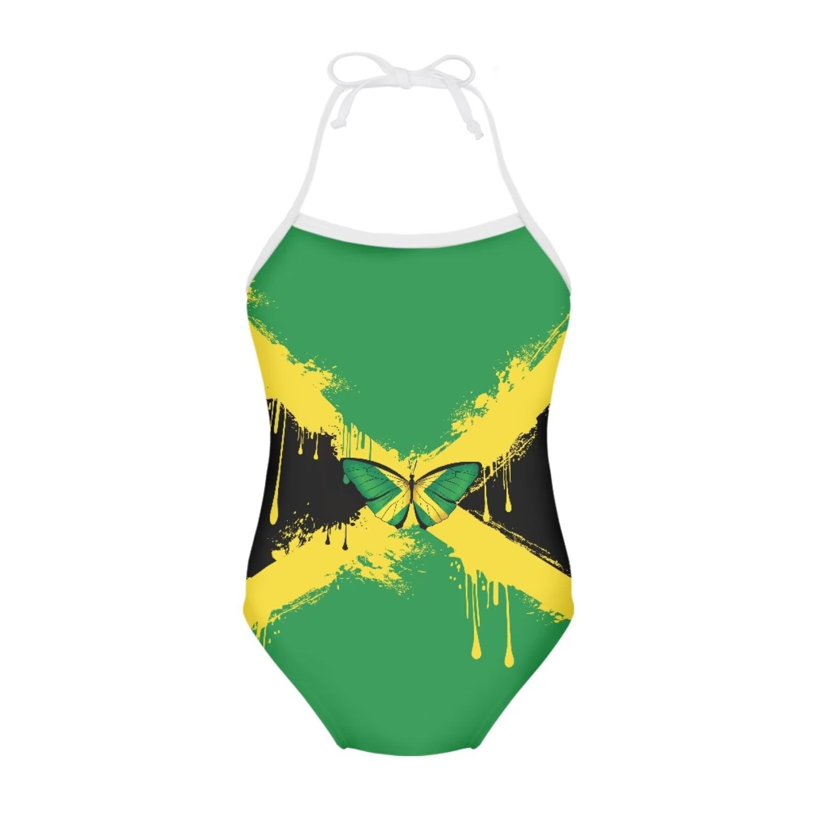 FOR U DESIGNS Jamaican Flag One Piece Swimwear for Girls 34 Years Old