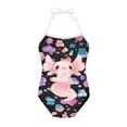 thumbnail image 1 of FOR U DESIGNS Kawaii Axolotl One Piece Swimsuit for Girls 7-8 Years Old Colorful Cow Print Off Shoulder Lace-up Swimming Suit Beach Sport Swimwear, 1 of 6