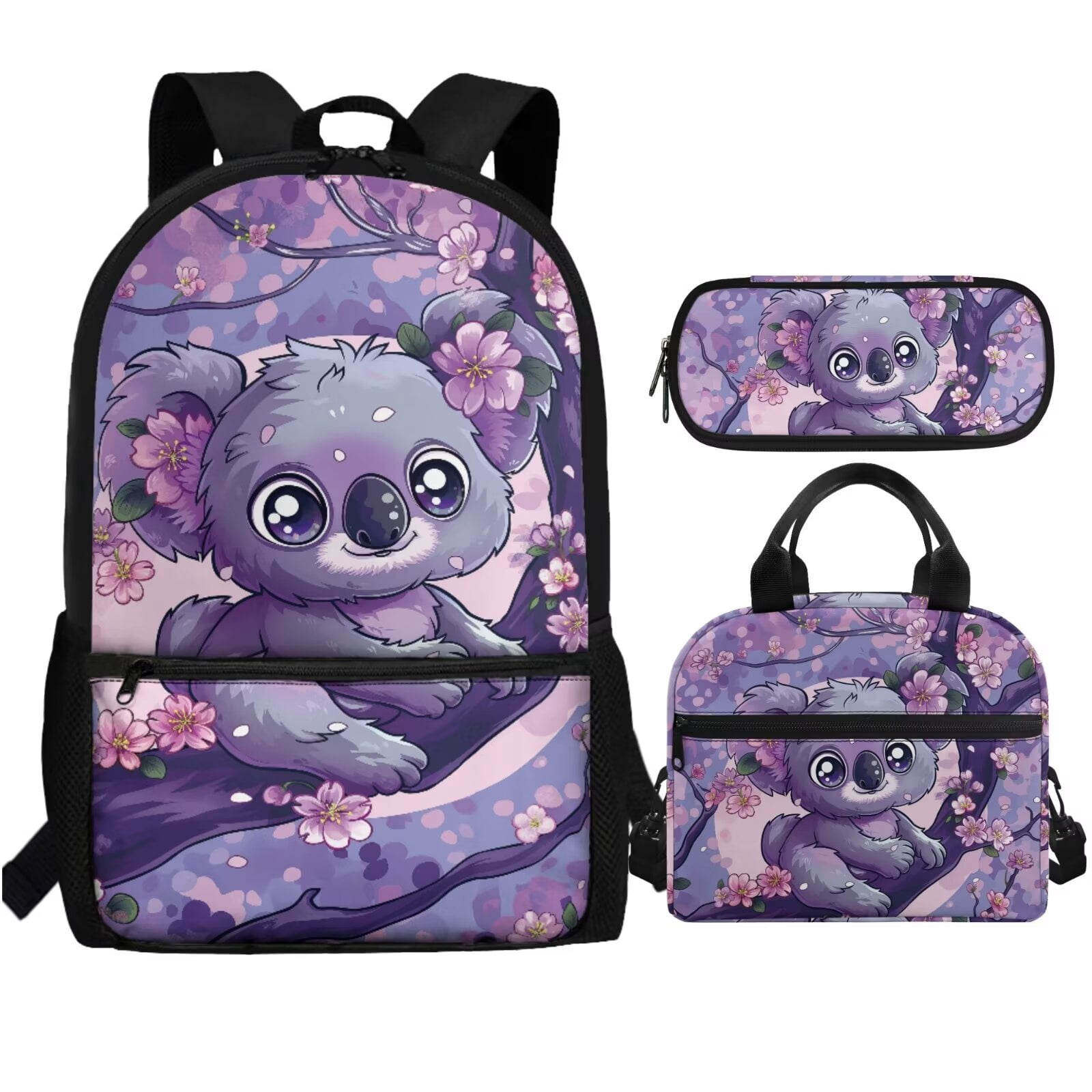 Waterproof Nylon School Bag MOMUVO Girls Backpack Set With Lunch Box ...