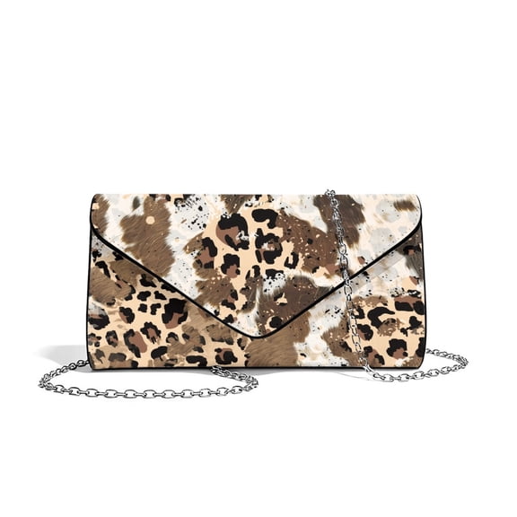 FOR U DESIGNS Leopard Cow Clutch Purses for Women Multifunctional Wedding Purses Faux Leather Handbags for Formal Wedding Party Cocktail Prom