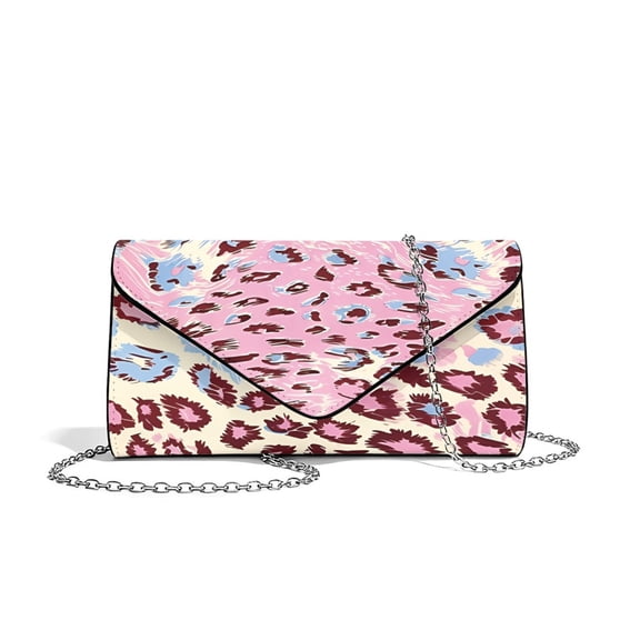 FOR U DESIGNS Leopard Pink Clutch Purses for Women PU Leather Ladies Party Handbag Lightweight Handbags for Formal Wedding Party Cocktail Prom