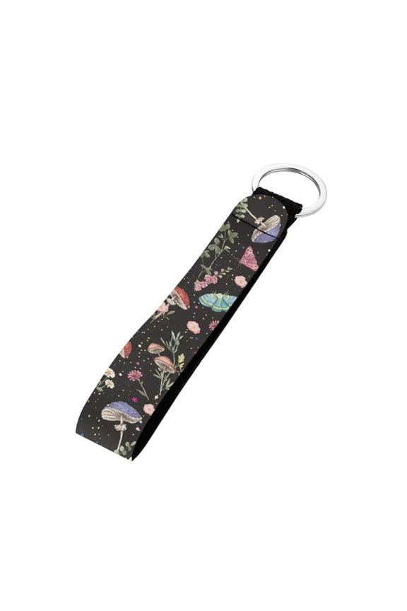 FOR U DESIGNS Lightweight Keychain Wristlet Strap Aesthetic Mushroom Flower Wristlet Lanyard with Metal Clasp for Women Stretchy Key Wrist Lanyard
