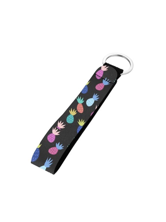FOR U DESIGNS Lightweight Wristlet Keychain for Women Girls Fashion Decorations Gifts Colorful Pineapple Hand Wrist Lanyard Car Accessories with Ring