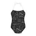 thumbnail image 1 of FOR U DESIGNS Math Theme One Piece Swimsuit Girls Black Summer Swimwear for Girls Kids 9-10T Novelty Halter Bathing Suit with Adjustable Strap, 1 of 6