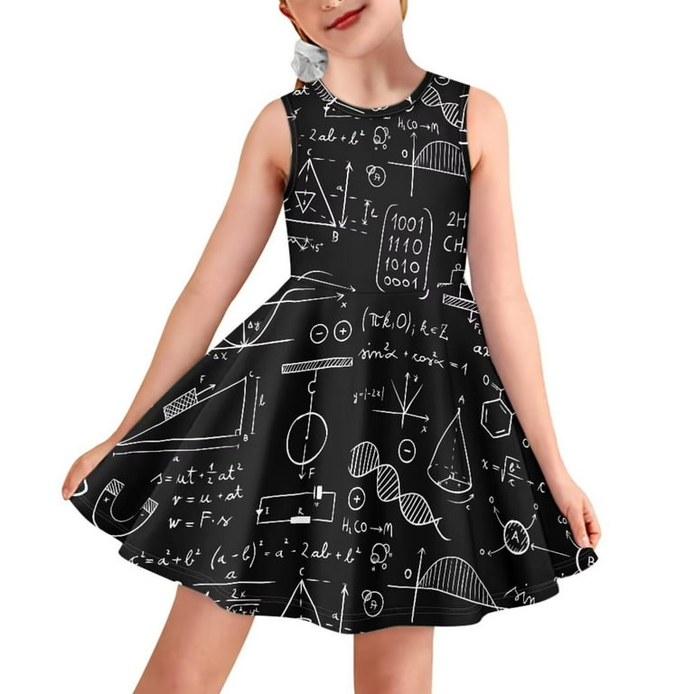 FOR U DESIGNS Math Theme Tank Top Dress Kids Summer Sleeveless