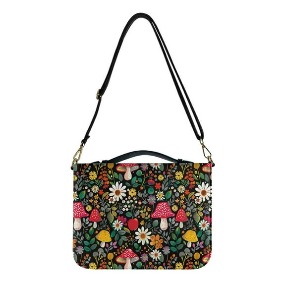 FOR U DESIGNS Mushroom Daisy Bible Cases for Girls Kids Reusable PU Leather Bible Bag Size 2XL Aesthetic Personalized Book Organizer Bag with Zipper Bible Bag for Bible Lover Bible Accessories