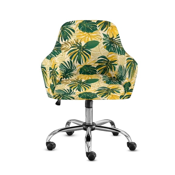 FOR U DESIGNS Palm Leaf Print Dining Chair Covers, Scratch Proof Curved Back Chair Slipcover Stretch Armchair Protector Chairs Back Covers Home Decor