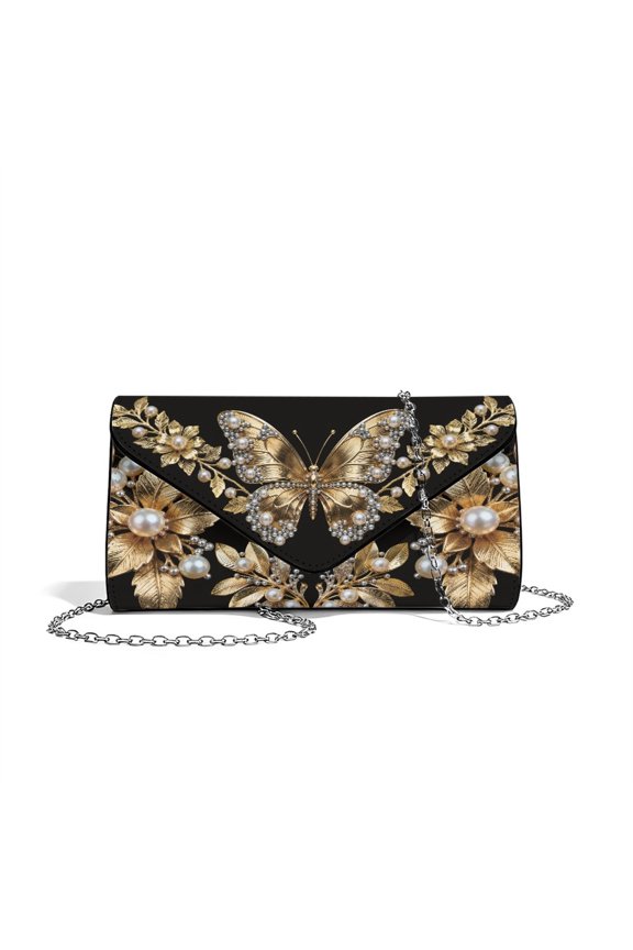 FOR U DESIGNS Pearl Gold Butterfly Flower Clutch Purses for Women Personalized Evening Bag Waterproof Crossbody Shoulder Bags Formal Party Clutches