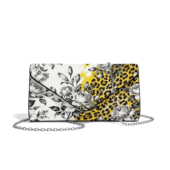 FOR U DESIGNS Peony Leopard Clutch Purses for Women Personalized Ladies Party Handbag Lightweight Wedding Purses Formal Party Clutches