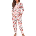 thumbnail image 1 of FOR U DESIGNS Pink Strawberry Pajama Set Long Sleeve and Pants with Drawstring for Women 2 Piece Size 2XL Sleepwear Long Crew Neck Tops for Women Nightwear Comfortable, 1 of 6