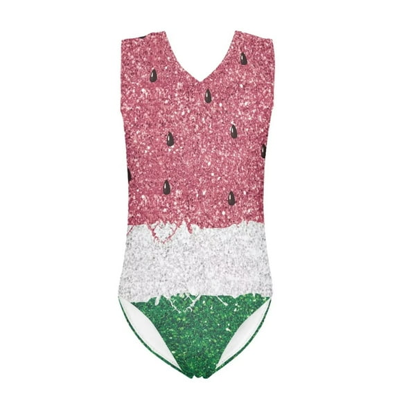 FOR U DESIGNS Skin-Friendly One Piece Swimsuit Teens Cute Watermelon Beach Wear Bathing Suit Fashion Ballet Dance Bodysuit for Girls 9-10 Years Old