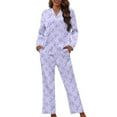 thumbnail image 1 of FOR U DESIGNS Star Axolotl Button Down Nightwear for Women 2 Piece Button Up Pajama Sleepwear Long Sleeve Pants and Tops for Women Size L Button Loungewear, 1 of 6