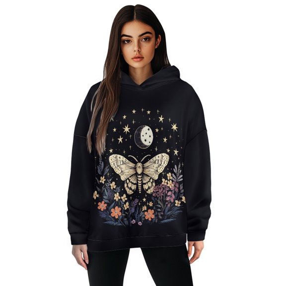 FOR U DESIGNS Star Butterfly Womens Tops Ladies Tunics Casual Shirts Long Sleeve Hoodie Pullover Size 2XL Pullover Hoodies for Women Oversized Sweatshirts for Women Loose Fit