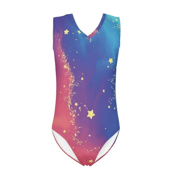 FOR U DESIGNS Starry Sky Girls Swimwear One Piece Size 3-4T Athletic V-Neck Bathing Suit Self-Cultivation Sleeveless Swimwear Leotards for Children