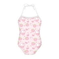 thumbnail image 1 of FOR U DESIGNS Strawberry Rabbit Teen Girls Swimsuits One Piece Halter Neck Bathing Suit Adorable Off Shoulder Lace-up Swimwear Size 1-2, Pink, 1 of 6