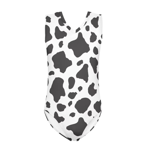 FOR U DESIGNS Stretchy One Piece Swimwear Cow Print Sleeveless Rash Guard Swimsuit for Swimming Pool Lightweight V Neck Beach Acticewear Size 5-6