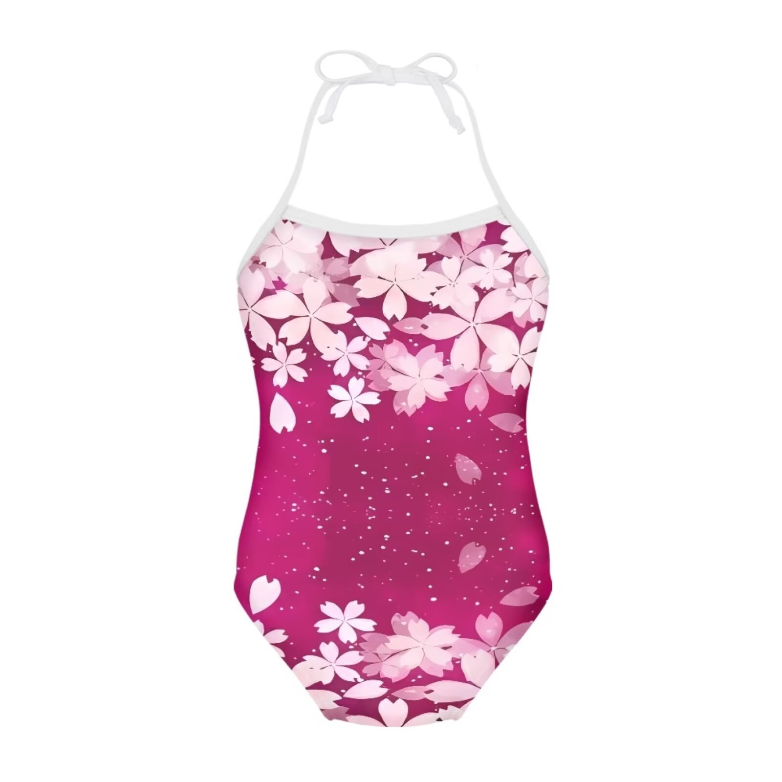 FOR U DESIGNS Stylish Pink Teen Girls Swimsuits One Piece Halter Neck ...